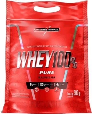 Integralmédica – Whey Protein Concentrado Baunilha 100% Pure – 20g de Proteína por Scoop, Suplementação Alimentar Pós-Treino, Fórmula Enriquecida com